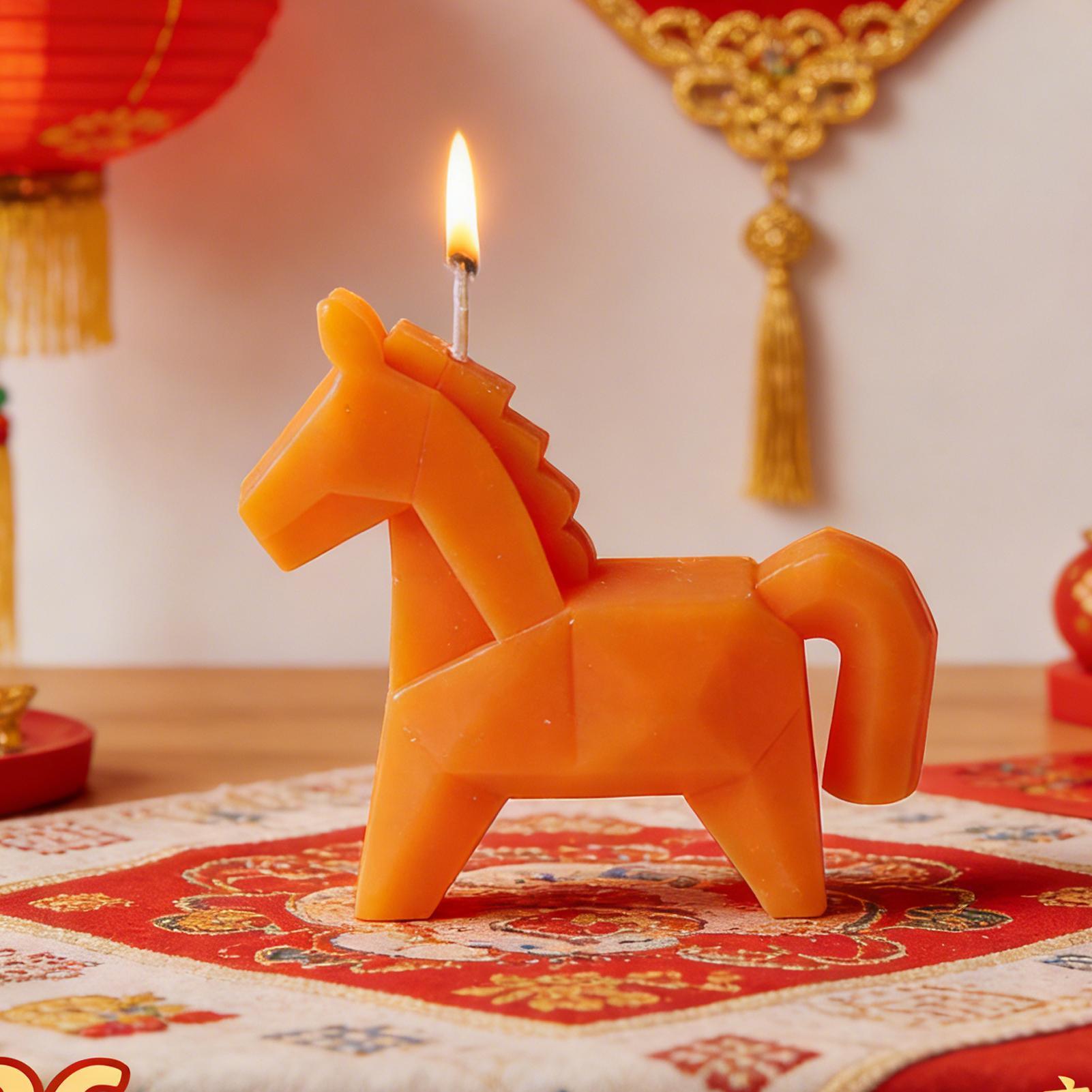 Beeswax Taper Candle - Bougie parfumée en forme de cheval,