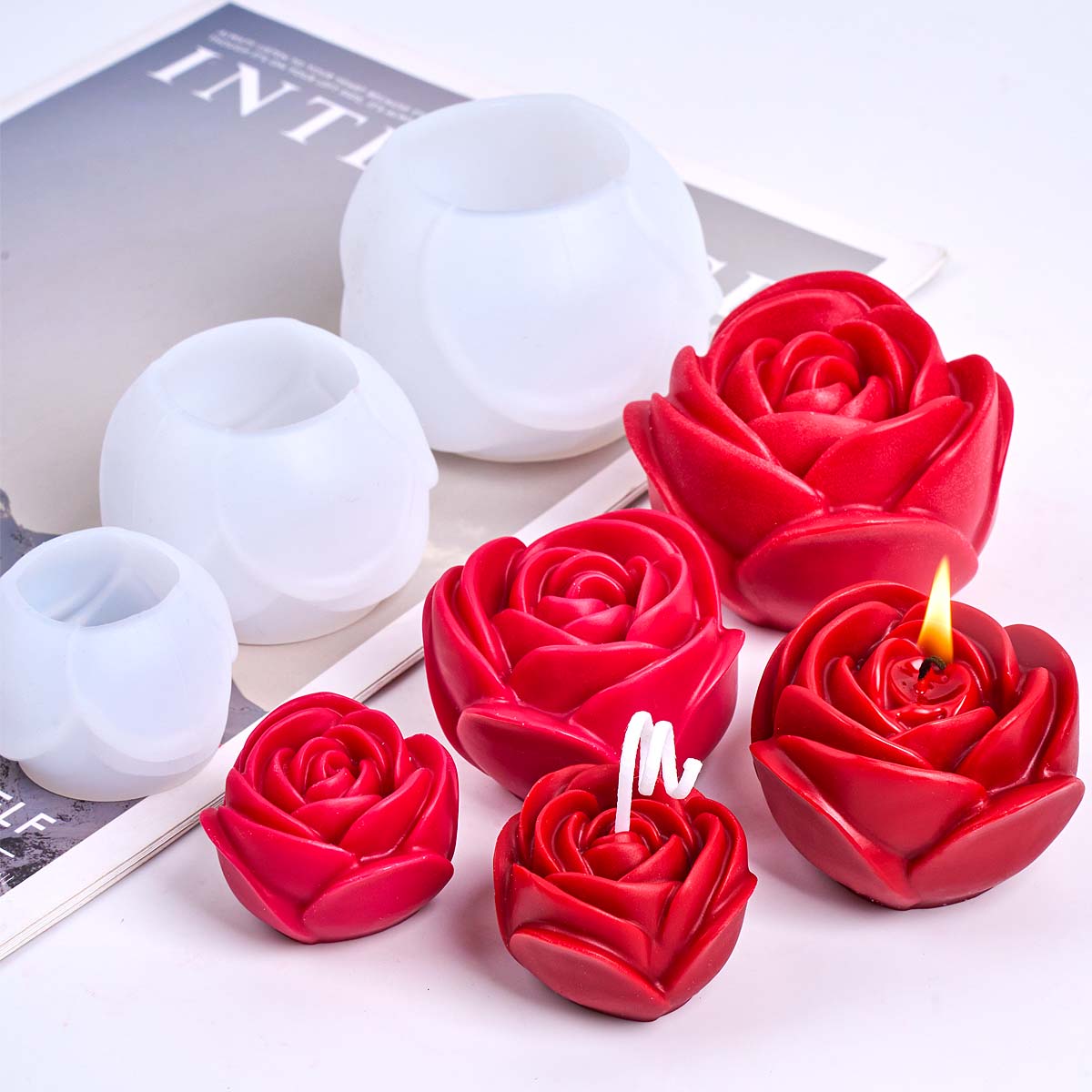 Home Fragrance Rose - Moule à bougie en Silicone en