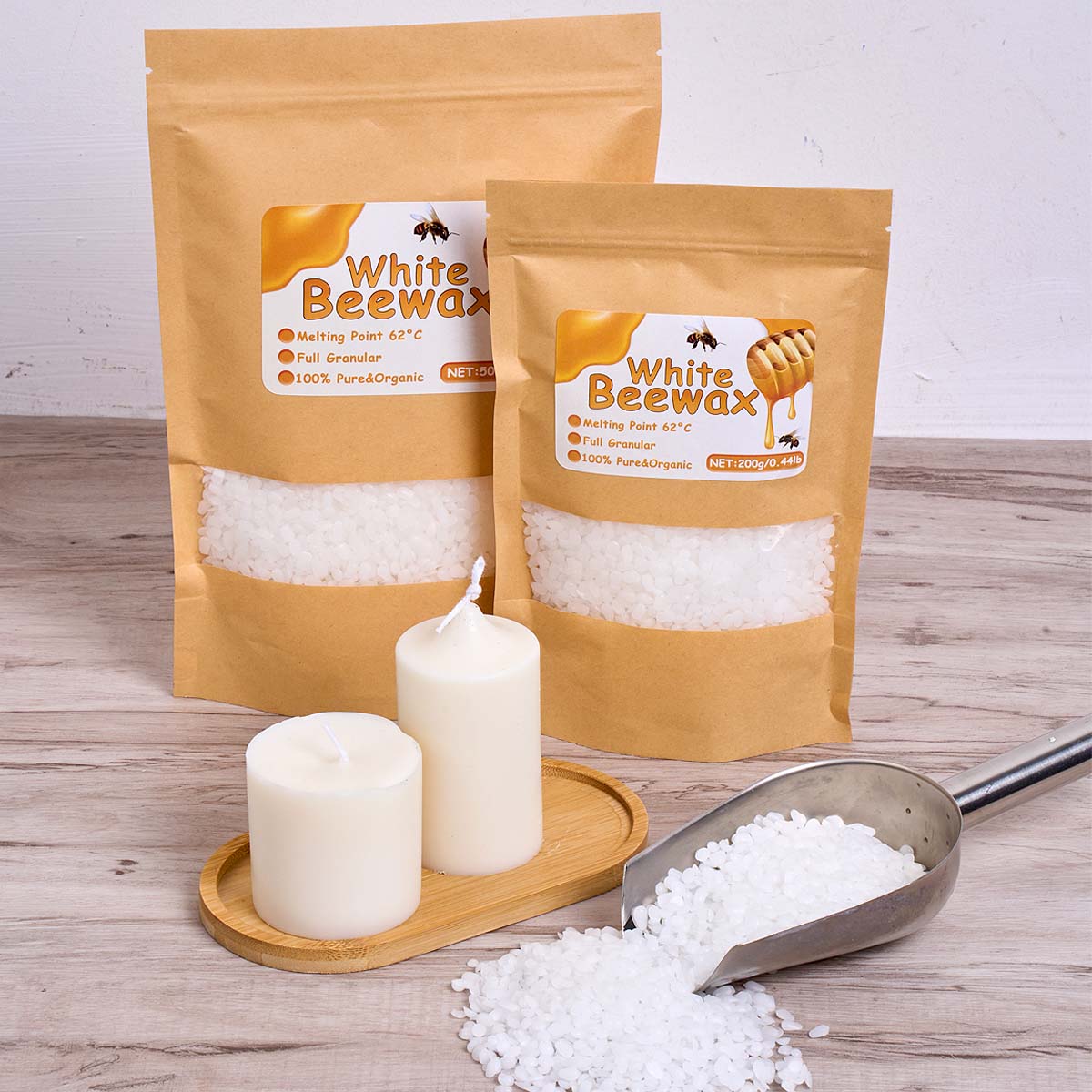 Cire d'abeille blanche 1000g,  - Beeswax Taper Candle avis et prix